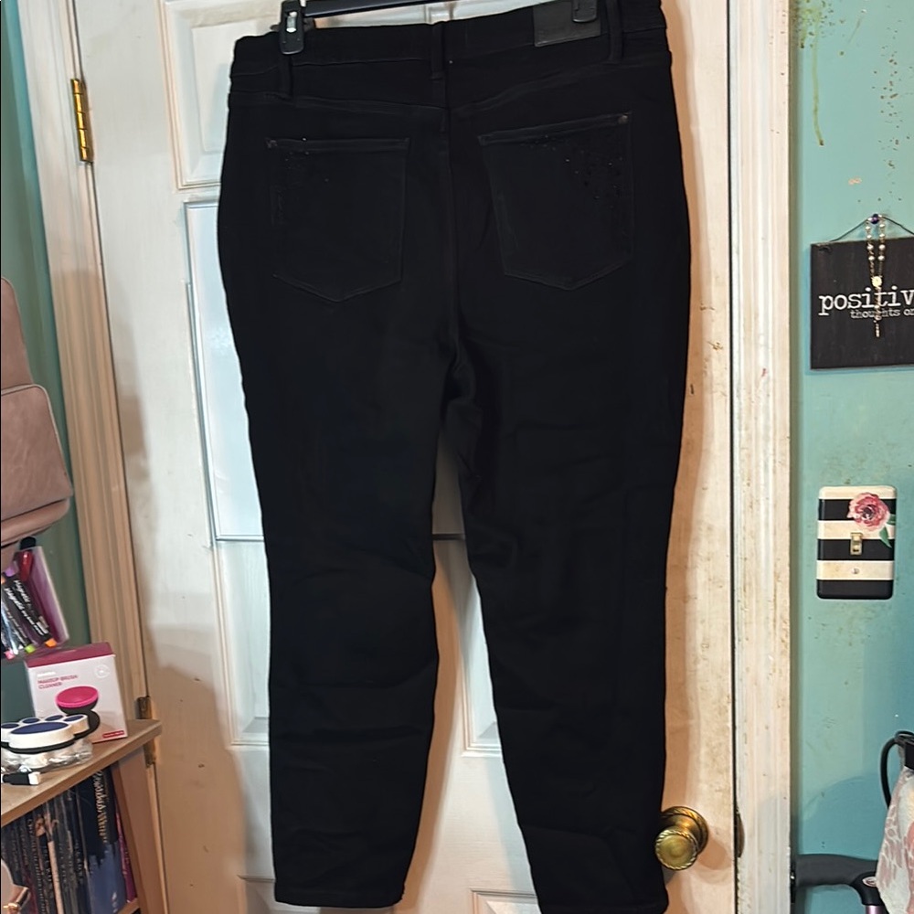 Judy Blue Size 20W Black Women's Jeans With Black Rhinestones - Picture 6 of 8